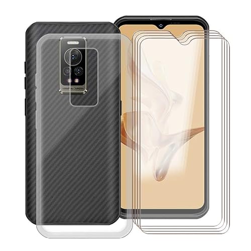 TREBAM Hülle für Ulefone Armor 17 Pro (6.58 ") + 4 Stück Gehärtetem Glas Schutzfolie, Stoßfest Anti-Kratzer Schutzhülle Tasche Dünne Weiches Silikon Handyhülle für Ulefone Armor 17 Pro - Clear von TREBAM