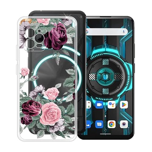 TREBAM Hülle für Unihertz Luna (6.81 Zoll) Stoßfest Anti-Kratzer Transparent Handyhülle Case, Ultradünne Flexible Silikon TPU Bumper Schutzhülle Cover für Unihertz Luna - Rote Rose von TREBAM