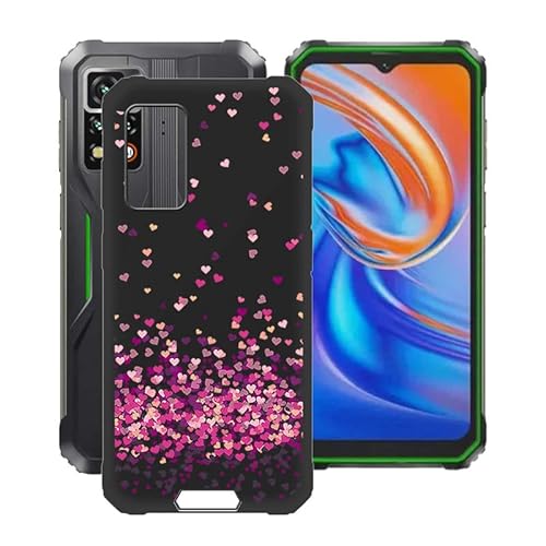 TREBAM Schwarz Stoßfest Hülle für Blackview BV9200 (6.6 Zoll), Ultradünne Anti-Kratzen Handyhülle Cover Weiches Silikon Schutzhülle Tasche für Blackview BV9200 - Rotes Herz von TREBAM