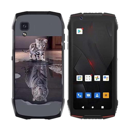 TREBAM Schwarz Stoßfest Hülle für Cubot King Kong Mini 3 (4.50 Zoll), Ultradünne Anti-Kratzen Handyhülle Cover Weiches Silikon Schutzhülle Tasche für Cubot King Kong Mini 3 - Katzenschatten von TREBAM