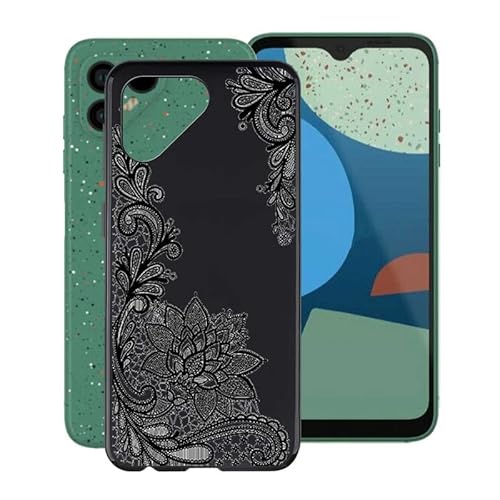TREBAM Schwarz Stoßfest Hülle für Fairphone 4 (6.3 Zoll), Ultradünne Anti-Kratzen Handyhülle Cover Weiches Silikon Schutzhülle Tasche für Fairphone 4 - Schwarze Rose von TREBAM