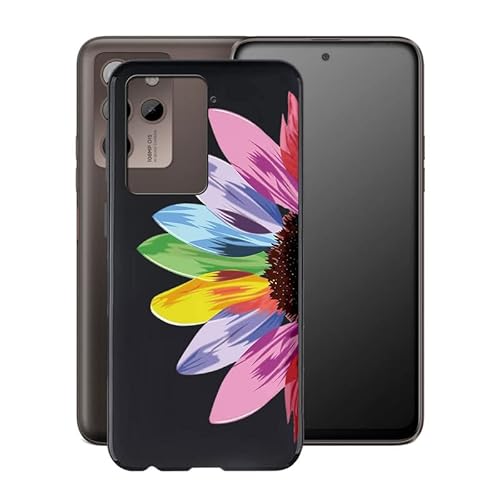 TREBAM Schwarz Stoßfest Hülle für HTC U23 Pro (6.7 Zoll), Ultradünne Anti-Kratzen Handyhülle Cover Weiches Silikon Schutzhülle Tasche für HTC U23 Pro - Sonnenblume von TREBAM
