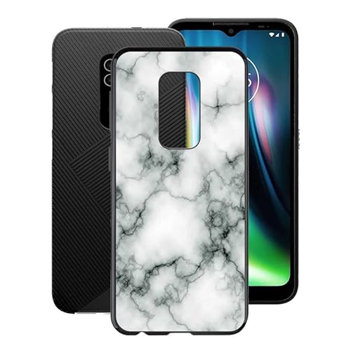TREBAM Schwarz Stoßfest Hülle für Motorola Defy 2021 (6.5 Zoll), Ultradünne Anti-Kratzen Handyhülle Cover Weiches Silikon Schutzhülle Tasche für Motorola Defy 2021 - Marmor von TREBAM