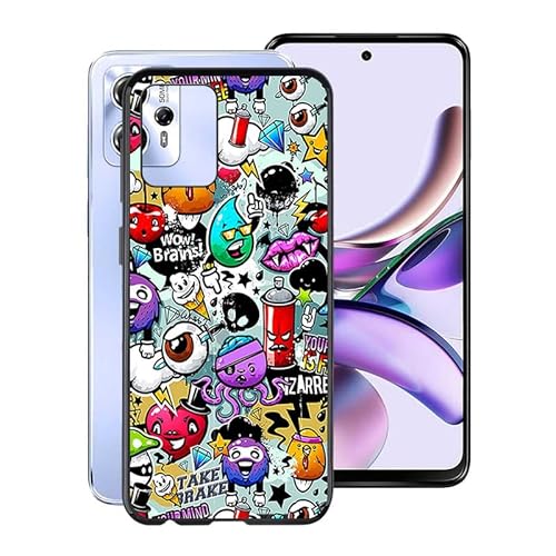 TREBAM Schwarz Stoßfest Hülle für Motorola Moto G13 (6.5 Zoll), Ultradünne Anti-Kratzen Handyhülle Cover Weiches Silikon Schutzhülle Tasche für Motorola Moto G13 - Karikatur von TREBAM