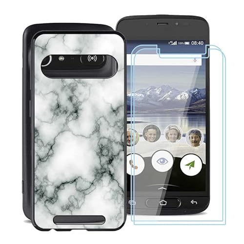 TREBAM Schwarz Stoßfest Schutzhülle Hülle Cover für Doro 8040 (5.00 Zoll) + 2 Stück Gehärtetem Glas, Ultradünne Silikon Sanft TPU Bumper Handyhülle Case - WM73 von TREBAM