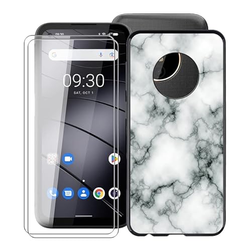 TREBAM Schwarz Stoßfest Schutzhülle Hülle Cover für Gigaset GX6 Pro (6.60 Zoll) + 2 Stück Gehärtetem Glas, Ultradünne Silikon Sanft TPU Bumper Handyhülle Case - Marmor von TREBAM