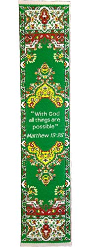 Lesezeichen mit gewebtem Teppich, mit Gott alle Dinge sind möglich, Matthäus 19:26 Lesezeichen mit gewebtem Teppich, mit Gott alle Dinge sind möglich, Matthäus 19:26 von TREE OF LIFE REV. 22:14