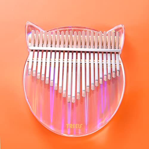 TREELF Kalimba Daumenklavier 21 Tasten Niedliche Katze Acryl Regenbogen Klar Transparent Tastatur Finger Klavier Musikinstrumente,Geschenke für Kinder und Erwachsene Anfänger von TREELF