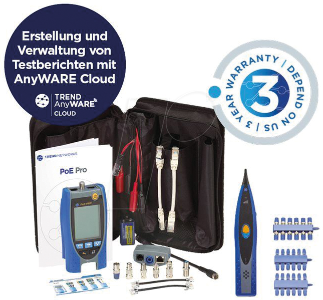 ID POE PRO KIT - Kabeltester PoE Pro BT, für PoE-Netzwerke im Set von TREND NETWORKS