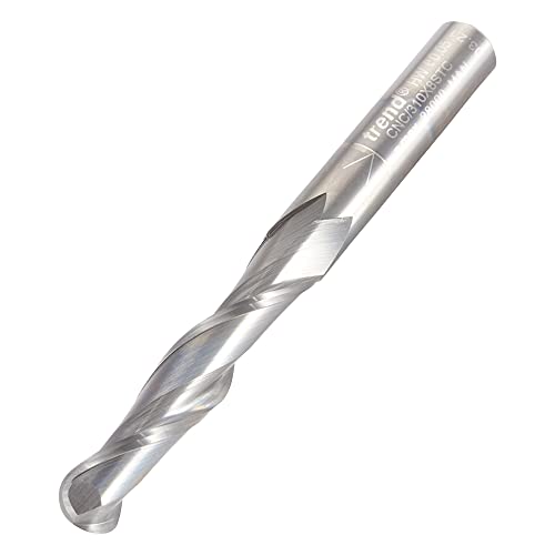 Trend CNC Bullnose Spiralfräser mit zwei Rillen, 8 mm Schaft, 8 mm Schnittdurchmesser und 42 mm Schnittlänge, massives Wolframkarbid, CNC/310 x 8STC von TREND
