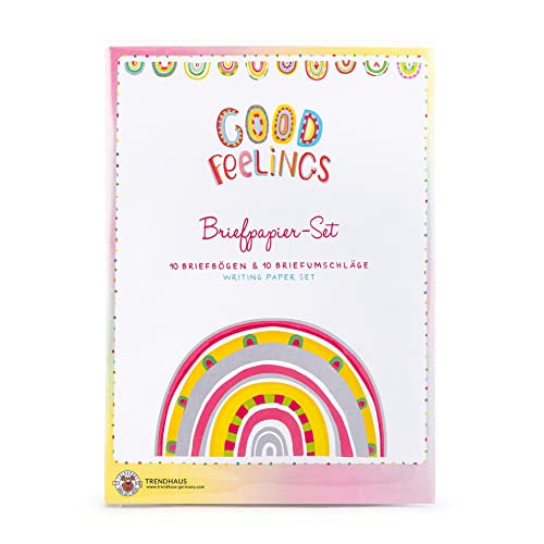Briefpapier-Set „Good Feelings“, 10 Briefbögen & 10 Briefumschläge in einer praktischen Aufbewahrungsmappe von TRENDHAUS