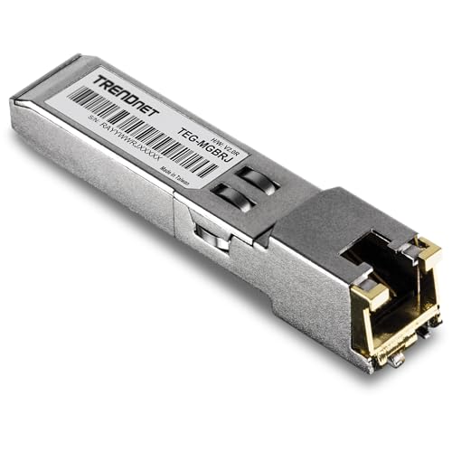 TRENDnet 1000BASE-T RJ-45 Kupfer SFP Modul, 100m (328 Fuß), Im laufenden Betrieb austauschbar, IEEE 802.3ab, Unterstützt Datenraten bis zu 1.25Gbps, TEG-MGBRJ von TRENDnet