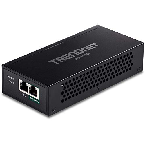 TRENDnet Gigabit PoE++ Injektor, konvertieren Sie einen Non-PoE++ Gigabit Port, PoE (15,4 W), PoE+ (30 W) oder PoE++ (95 W), bis zu 100 m, integriertes Netzteil, Schwarz, TPE 119GI von TRENDnet