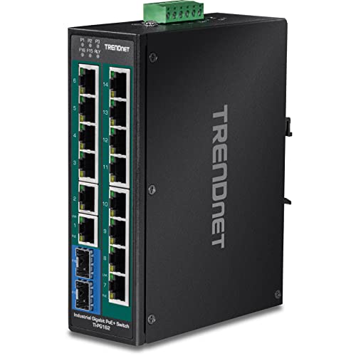 TRENDnet Industrie Switch 16Port Gbit PoE+ Metall DIN-Rail von TRENDnet