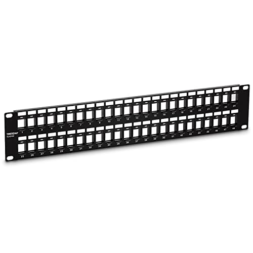 TRENDnet TC-KP48 48 Port Blank 2U HD Keystone Patchpanel, 2U 19" Metall Rack Mount Box, HD Keystone Netzwerk Patchpanel Schwarz von TRENDnet