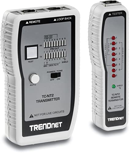 TRENDnet TC-NT2 Netzwerkkabeltester, Testet Ethernet-, USB- und BNC-Kabel, Prüft präzise Pin-Konfigurationen für Kabellängen von bis zu 300 Metern (984 ft) von TRENDnet