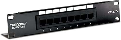 TRENDnet TC-P08C5E 8-Port Kat5/5e Ungeschirmtes Patchpanel, 10 Inch breit, 8 x Gigabit RJ-45 Ethernet Ports von TRENDnet