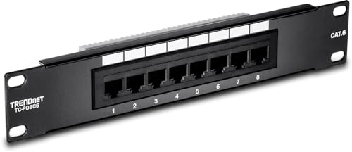 TRENDnet TC-P08C6 8-Port Kat6 Ungeschirmtes Patch Panel, 25,4 cm (10Zoll) breit, 8x Gigabit RJ-45 Ethernet Ports von TRENDnet