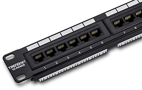 TRENDnet TC-P24C6 24-Port Kat6 Ungeschirmtes Patchpanel, Kompatibel mit Kat 3/4/5/5e/6 Kabel von TRENDnet