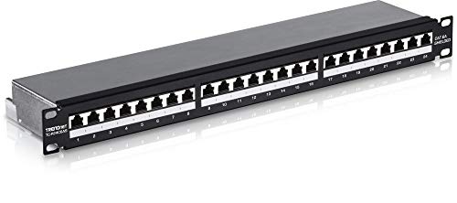TRENDnet TC-P24C6AS 24-Port Cat6A geschirmtes 1U Patch Panel, 1000BASE-T/10GBASE-T unterstützt, Kompatibel mit cat5e, cat6, cat6a, 110 or Krone Werkzeug von TRENDnet