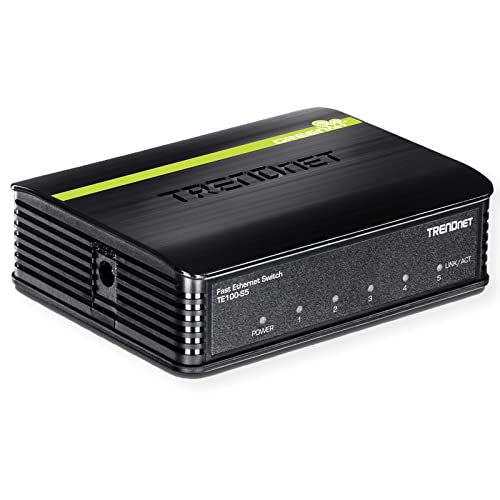 TRENDnet TE100-S5 5-Port Unverwaltet 10/100 Mbps GREENnet Ethernet Desktop Plastikgehäuse Switch, 5 x 10/100 Mbps Ports, 1 Gbps Schaltkapazität von TRENDnet