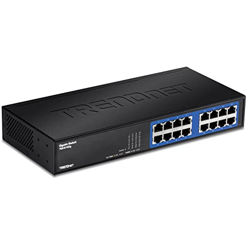 TRENDnet TEG-S16DG 16-Port Unmanaged GREENnet Gigabit Desktop Metal Switch, TEG-S16DG, Ethernet Splitter, 16 RJ-45 10/100/1000 Ports, 32 Gbit/s Übertragungsfähigkeit von TRENDnet
