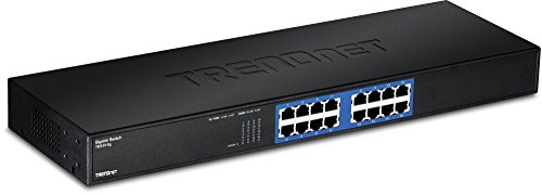 TRENDnet TEG-S16G 16-Port Unverwaltet Gigabit GREENnet Switch, 16 x RJ-45 Ports, 32 Gbps Weiterleitungsrate, Lüfterlos, Rackmontierbar von TRENDnet