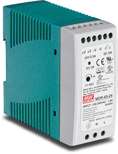 TRENDnet TI-M6024 60 W industrielles DIN-Rail-Netzteil mit Einfachausgang, Universeller AC-Eingang, Extremer -20 bis 70 °C (-4 bis 158 °F) Betriebstemperaturbereich von TRENDnet