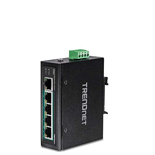 TRENDnet TI-PG50 5-Port-gehärteter industrieller nicht verwalteter Gigabit-Switch, 10/100 / 1000 Mbit / s, DIN-Rail-Switch, 4 x Gigabit PoE + -Ports, 1 x Gigabit-Port von TRENDnet