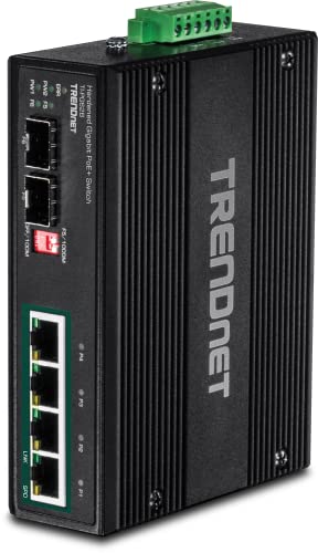 TRENDnet TI-PG62B 6-Port Industrieller Gigabit PoE+ DIN-Schiene Switch, 12-56V, Alarm bei Stromausfall, 2 dedizierte SFP Slots, Schutzklasse IP30 von TRENDnet