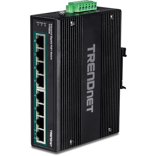 TRENDnet TI-PG80B 8-Port PoE+ Switch Industrial Gigabit DIN-Rail (24-56V), schwarz von TRENDnet