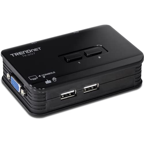 TRENDnet TK-207K 2-Port USB KVM Switch und Kabelsatz, Geräteüberwachung, Auto-Scan, Akustische Rückmeldung, USB 1.1, Windows, Linux, blau von TRENDnet
