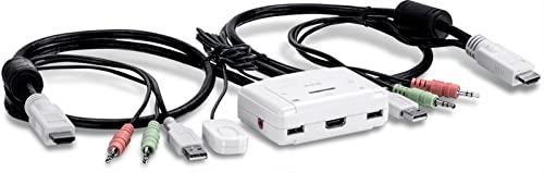TRENDnet TK-215I 2-Port-HDMI-KVM-Switch, steuert 2 Computer mit einem Konsolenbefehlssatz, Full HD 1080P, HDMI und analoges 3,5-mm-Audio, Monitor-Switch von TRENDnet