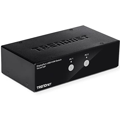 TRENDnet TK-241DP 2-Port DisplayPort KVM Switch, DisplaypPort 1.2 KVM, Verbindung und Steuerung von zwei Computern, Unterstützt 4K UHD Auflösung, 3840 x 2160 bei 60Hz, 2-Port USB 2.0 Hub, Schwarz von TRENDnet