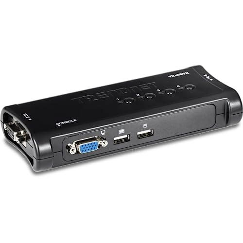 TRENDnet TK-407K 4-Port USB KVM Switch Kit, VGA & USB Anschlüsse, 2048 x 1536 Auflösung, Kabel enthalten, Kontrolle von bis zu 4 Computern von TRENDnet