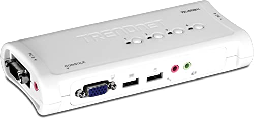 TRENDnet TK-409K 4-Port USB KVM Switch und Kabel Kit mit Audio (Verwalten von 4 Computern, USB Switch, Windows/Linux, Auto-Scan, VGA/SVGA HDB, 15-Pin) von TRENDnet