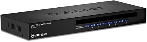 TRENDnet TK-803R 8-Port USB/PS2 Rack Mount KVM Switch, VGA & USB Anschlüsse, unterstützt USB & PS/2, Geräteüberwachung, Auto Scan, akustische Rückmeldungen, Schwarz - schwarz von TRENDnet