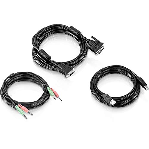 TRENDnet TK-CD15 15 Fuß DVI-I-, USB- und Audio-KVM-Kabelsatz, zum Anschluss eines DVI-Computers TK-232DV KVM-Switch, USB-Maus/Tastatur, DVI-I- und 3,5-mm-Audioanschlüsse von TRENDnet