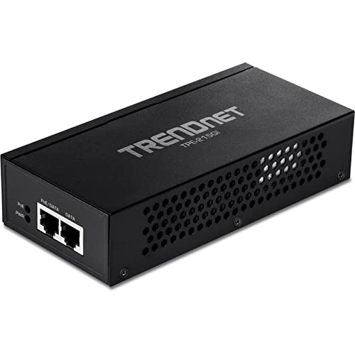 TRENDnet TPE-215GI 2.5G PoE+ Injektor, PoE (15.4W) oder PoE+ (30W), Wandelt einen Nicht-PoE-Port in einen PoE+ 2.5G Port um, 2.5GBASE-T-kompatibel, Vernetzen Sie ein PoE-Gerät bis zu 100m (328 ft ) von TRENDnet