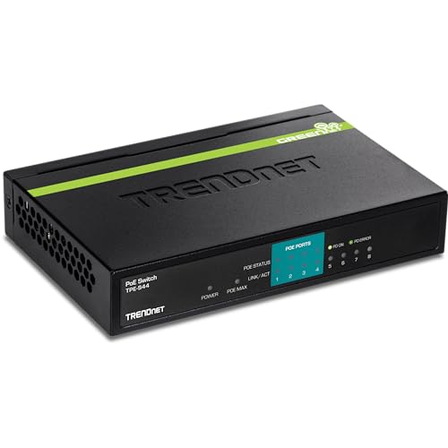 TRENDnet TPE-S44 8-Port 10/100Mbps PoE Switch, 4 x 10/100, 4 x 10/100 PoE, 802.3af, 30 W PoE Leistung von TRENDnet