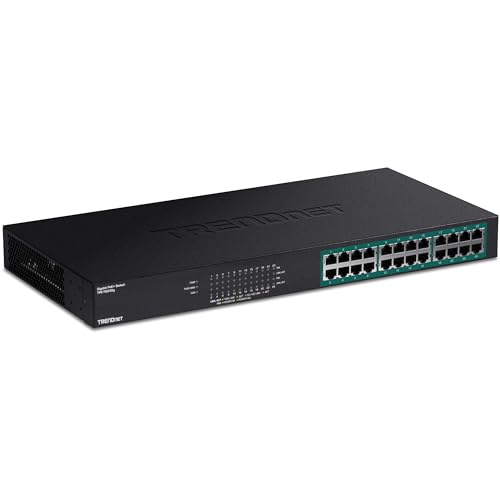 TRENDnet TPE-TG240G 24-Port-Gigabit-PoE + -Switch, 24 x Gigabit-PoE + -Ports, 370 W Strombudget, Ethernet-Netzwerk-Switch, Metall von TRENDnet