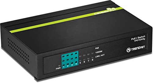 TRENDnet TPE-TG44G GREENnet 8-Port PoE + Gigabit Switch 4 x Gigabit PoE / PoE + Bis zu 30 Watt / Port, 4 x Gigabit, 61 W Leistungsbudget, 16 Gb/s Switchkapazität, Unmanaged Ethernet von TRENDnet