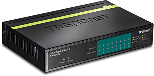 TRENDnet TPE-TG80G 8-Port-Gigabit-PoE + -Switch 8 x Gigabit-PoE + -Ports, 123-W-PoE-Leistungsbudget, Desktop ethernet-Netzwerk-Switch, Metall von TRENDnet