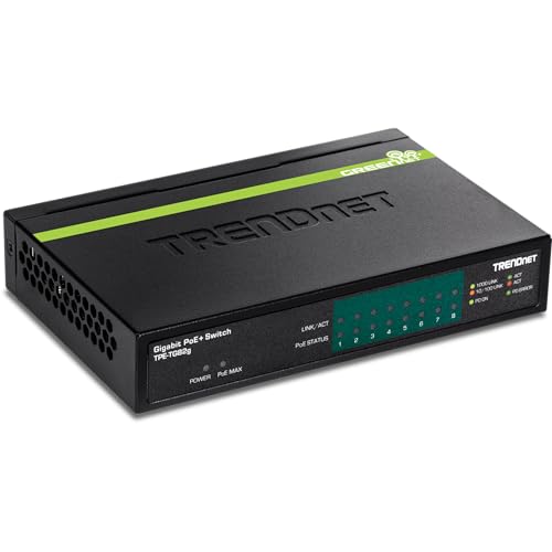 TRENDnet TPE-TG82G 8-Port GREENnet Gigabit PoE+ Switch, 61W PoE Leistung, 16 Gbit/s Schaltkapazität, Plug N Play von TRENDnet