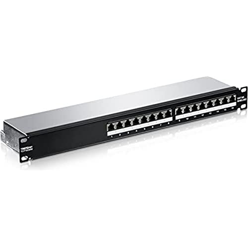 TRENDnet TC-P16C6AS 16 Port Cat6A geschirmtes Patchpanel, 1HE 19" Metallgehäuse, 10G kompatibel, kompatibel mit Cat5e / Cat6 / Cat6A Ethernet Kabeln, Kabelmanagement von TRENDnet