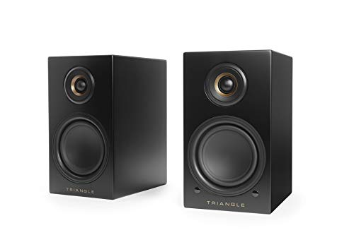 TRIANGLE - Aktivlautsprecher LN01A - Bluetooth Library Lautsprecher mit 2 x 50W Verstärker - HD Audio - Phono/Optischer Plattenspieler-Eingang & Subwoofer-Ausgang - 165 x 291 x 225 mm - Schwarz (Paar) von TRIANGLE