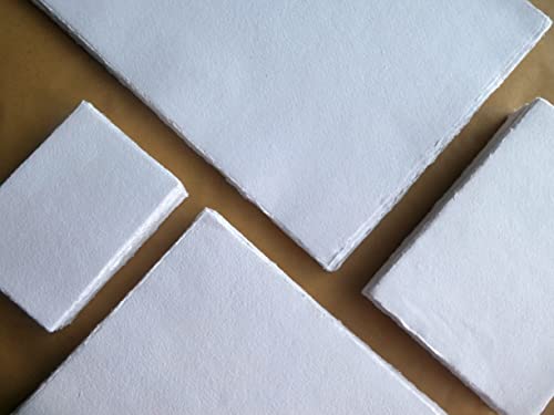 Büttenpapier mit Büttenrand, handgeschöpft Big Pack 25 Bogen/Set naturweiß spez. für Drucker, Schreibmaschine A4 100g/m² extrafein -AQ104max von TRIBAL PAPER