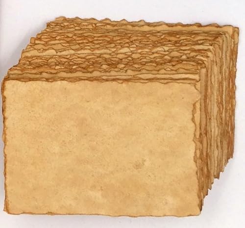 Vintage Antikpapier Karten A6+ 20 St. - schwerer handgearbeiteter Hadern Büttenkarton mit echtem fransigen Antikrand, teegefärbt (kein Druck), auch Postkarte von TRIBAL PAPER