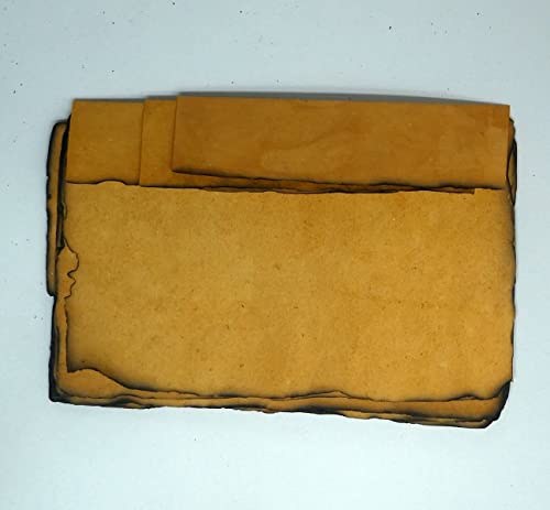 Vintage Antikpapier Set - echtes handgearbeitetes Bütten mit echtem abgeflämmten Antikrand, teegefärbt (kein Druck) +/- US-Invoice (ca.A5) 6 Bogen plus 3 Couverts C6plus von TRIBAL PAPER