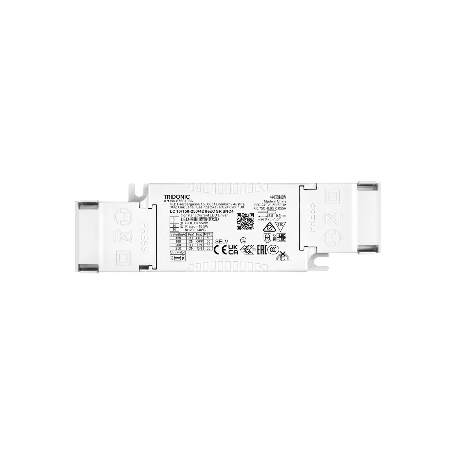 TRIDONIC LED-Kompakttreiber LC 10/150-250/42 flexC SR SNC4 von TRIDONIC